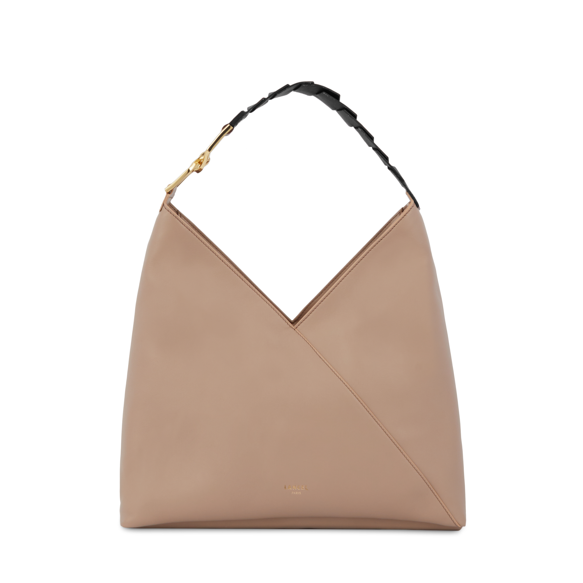 PAGODE DE LANCEL — Zip hobo bag— Natural/Black– Lancel PAGODE DE LANCEL — Zip hobo bag— Natural/Black– Lancel