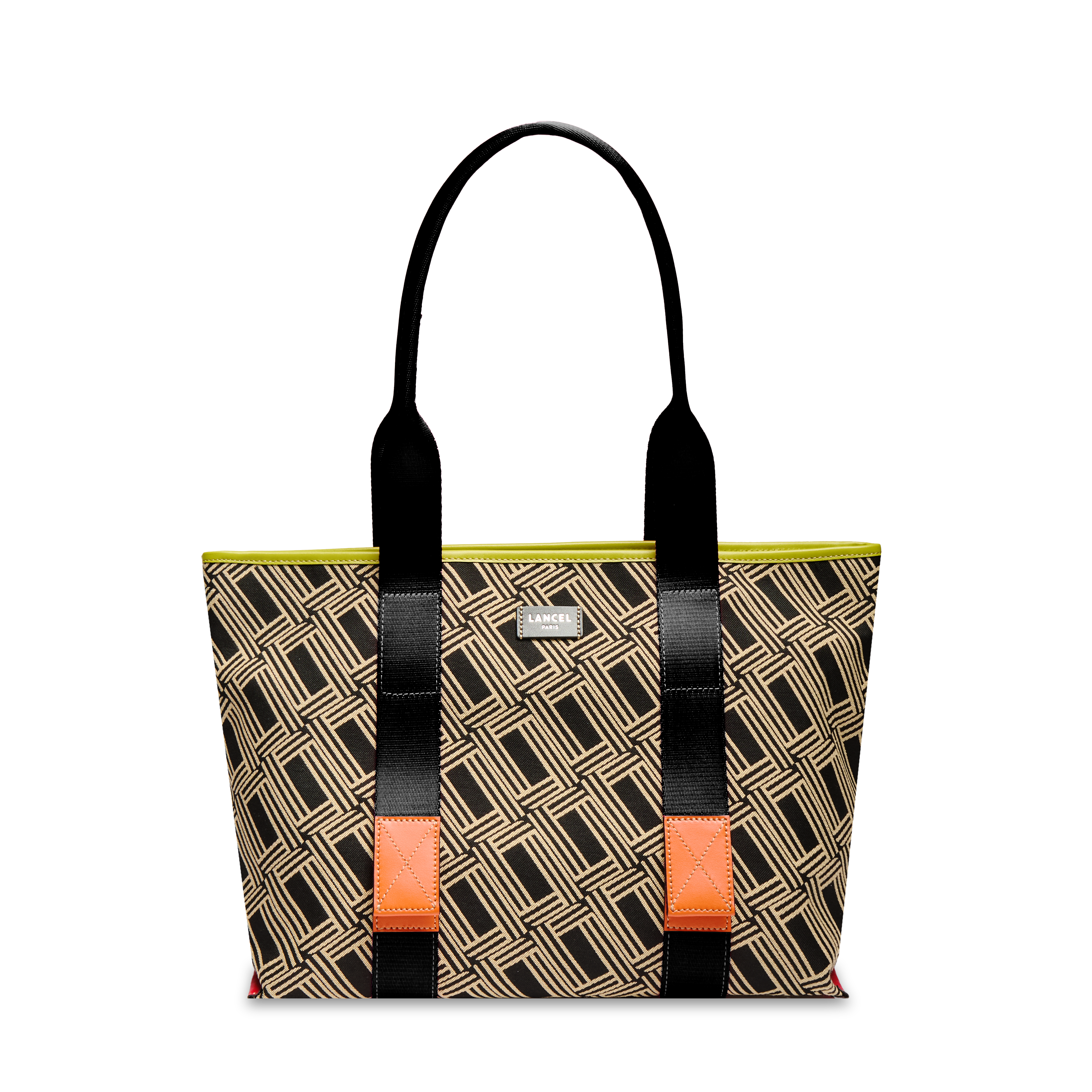 MISTRAL ROLLABLE DE LANCEL — M ZIP TOTE BAG— MULTICO BLACK– Lancel