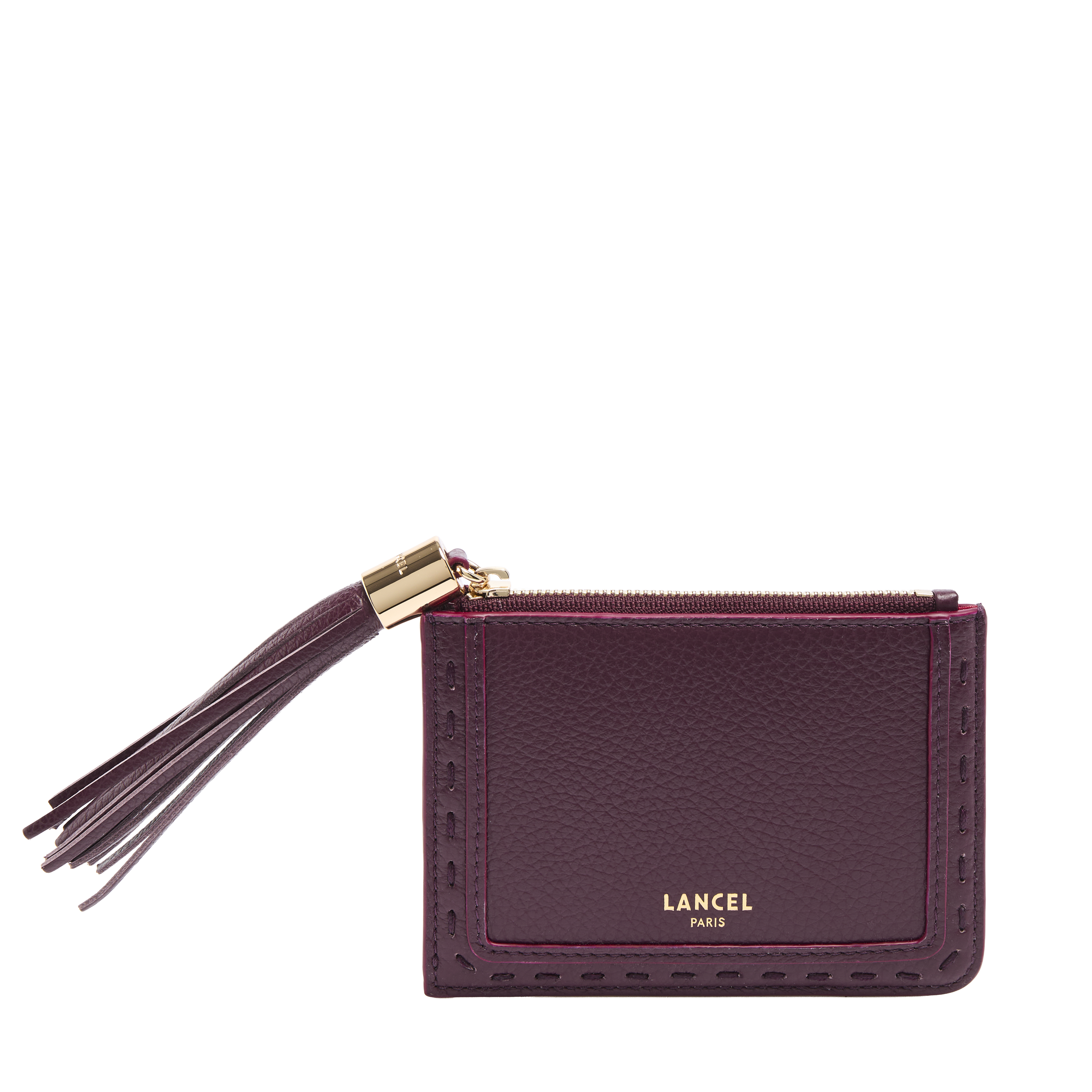 PREMIER FLIRT DE LANCEL — L ZIP CARDHOLDER WITH GUSSET— DARK KHAKI