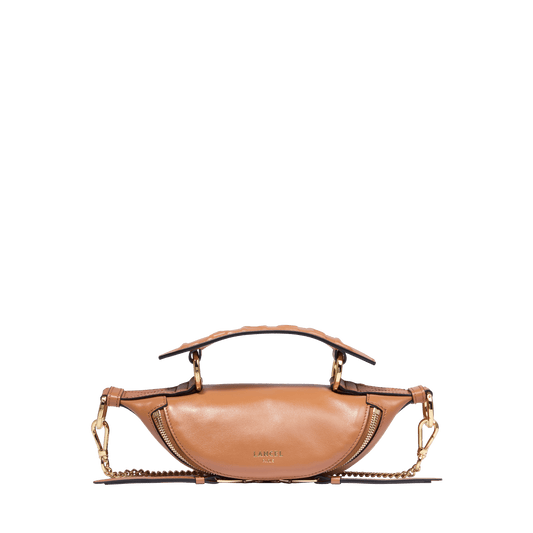 MINI ZIP CROSSBODY BAG - Camel