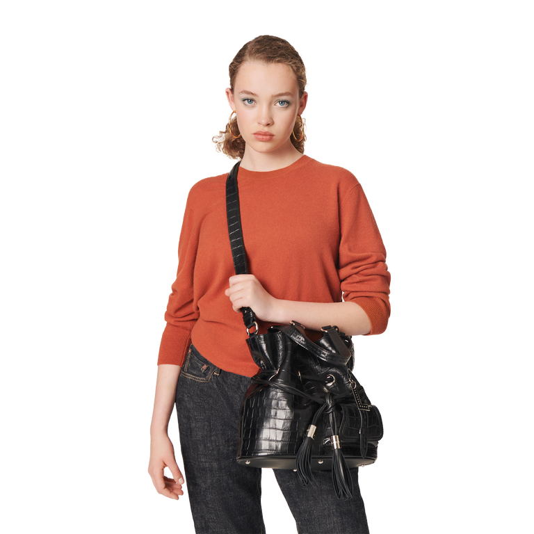 Ninon De Sac Seau Lancel Croco Noir Sac Seau Discount Lancel Croco