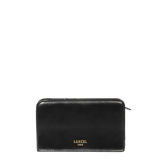 COMPACT RECTANGULAR ZIP WALLET - Black
