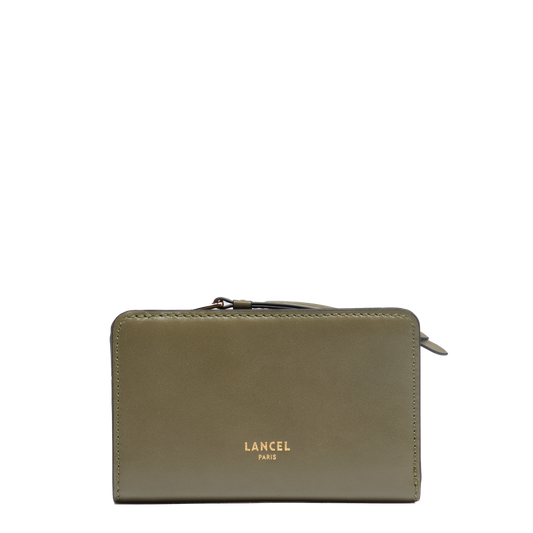 Compact rectangular zip wallet Origami de Lancel - Dark Khaki