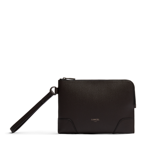 CHARLIE DE LANCEL — S ZIP WRISTLET POUCH— MACADAMIA– Lancel