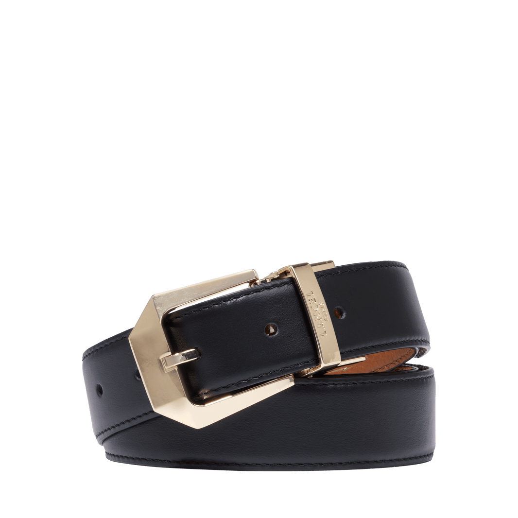 Lancel Cowhide Leather Belt Chunky Gold Buckle Women\'s 80 Large Black Luxury Big Gold Buckle Corset Belt Womens Black Leather Wide Waist  main image 4