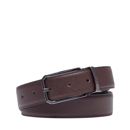 30mm reversible adjustable belt Leon - Dark Brown/Navy Blue