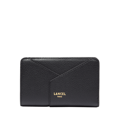 ENVELOPPE DE LANCEL — RECTANGULAR ZIP WALLET— BLACK– Lancel