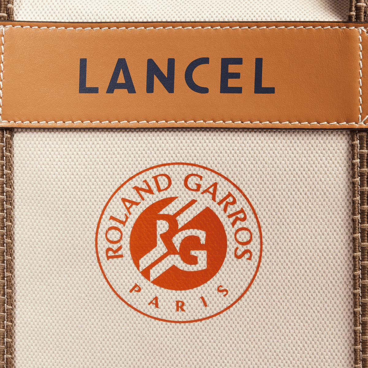 LANCEL X ROLAND GARROS — 45 ZIP DUFFLE BAG — NATURAL/ORANGE CLAY