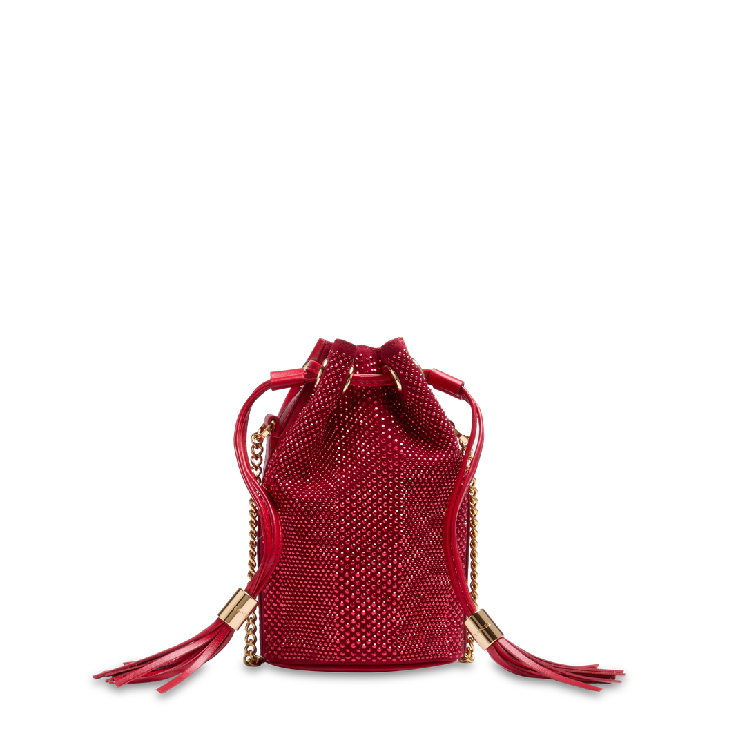 Sac à Main De Soirée BELLA – Rouge Brillant – Pochette Avec Chaîne Strass – Neuf Avec étiquettes