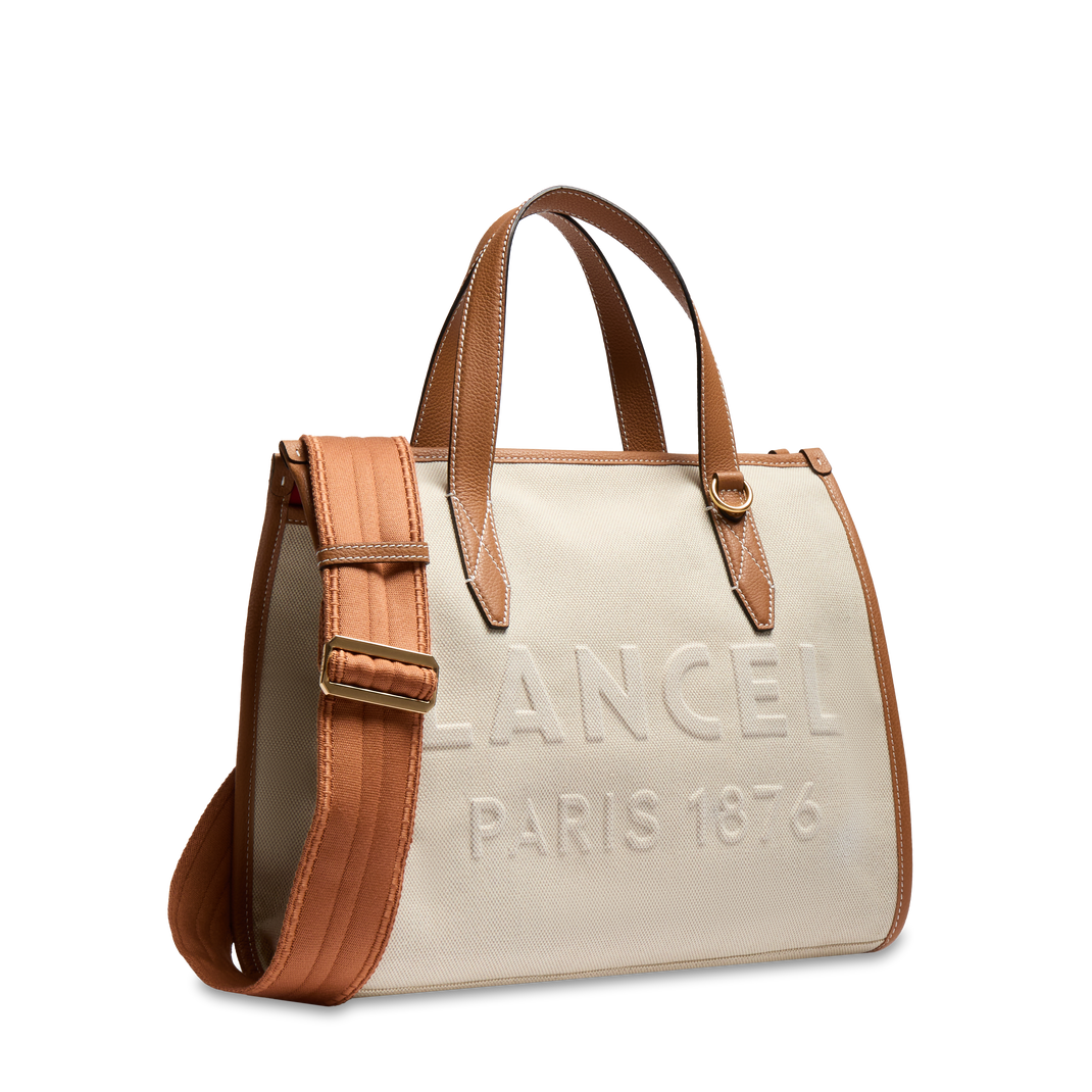 M ZIP TOTE BAG DOUBLE CARRY - Natural/camel