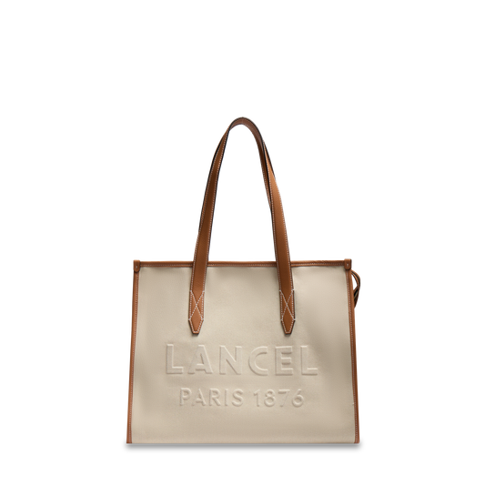 L ZIP TOTE BAG - Natural/camel