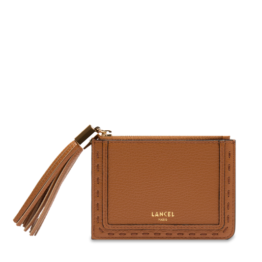 L zip cardholder with gusset Premier Flirt de Lancel - Camel