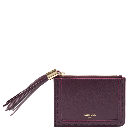 PREMIER FLIRT DE LANCEL — L ZIP CARDHOLDER WITH GUSSET— DARK KHAKI
