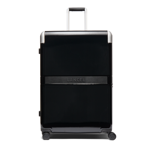 4-WHEEL EXPANDABLE LARGE ZIP SUITCASE - Black