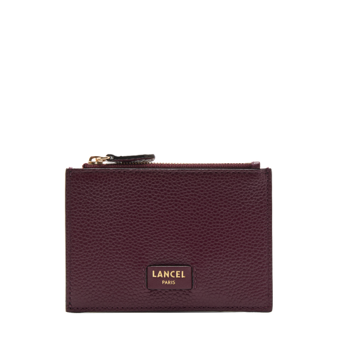 NINON DE LANCEL — L ZIP CARDHOLDER WITH GUSSET — CASSIS/GOLD – Lancel