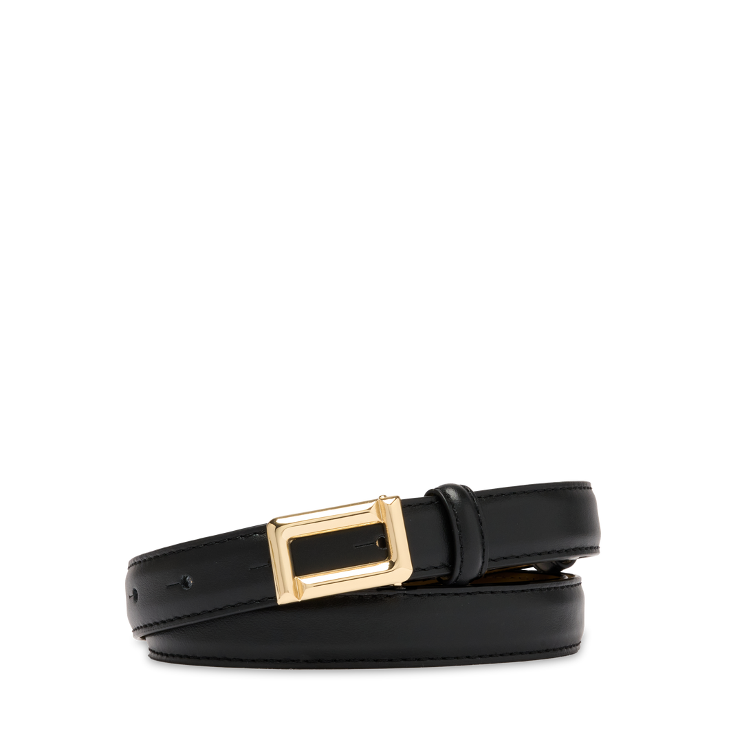 Lancel Cowhide Leather Belt Chunky Gold Buckle Women\'s 80 Large Black Luxury Big Gold Buckle Corset Belt Womens Black Leather Wide Waist  main image 3