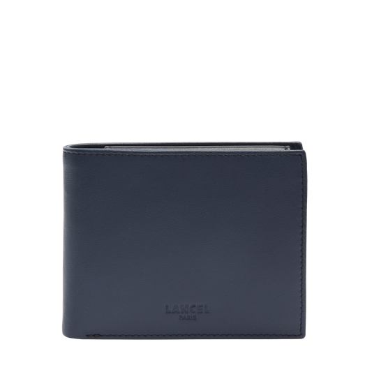 Portefeuille monnaie/8cc volet Leon de Lancel - Marine/Noir