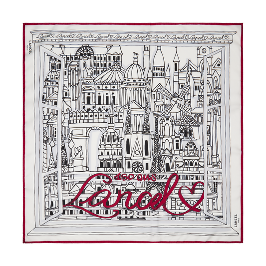 90 square Motif "Paris A la Fenetre - Multico White