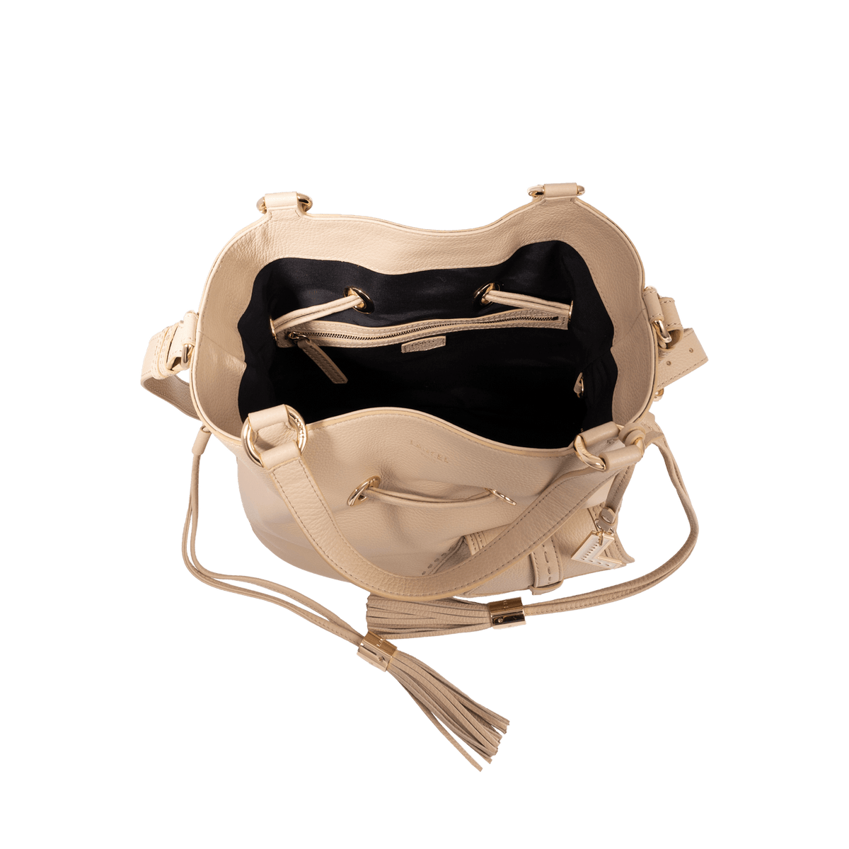 PREMIER FLIRT DE LANCEL — M BUCKET BAG — CAPPUCCINO/GOLD – Lancel