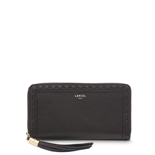 ZIPPED CONTINENTAL WALLET - Black