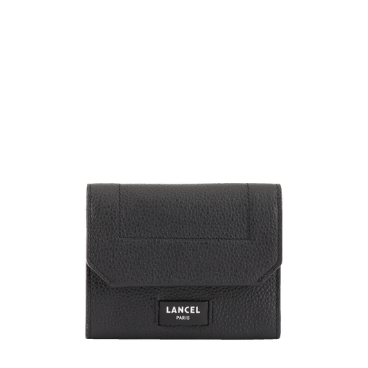 COMPACT MEDIUM WALLET WITH FLAP - Black