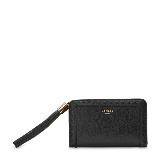COMPACT RECTANGULAR ZIP WALLET - Black