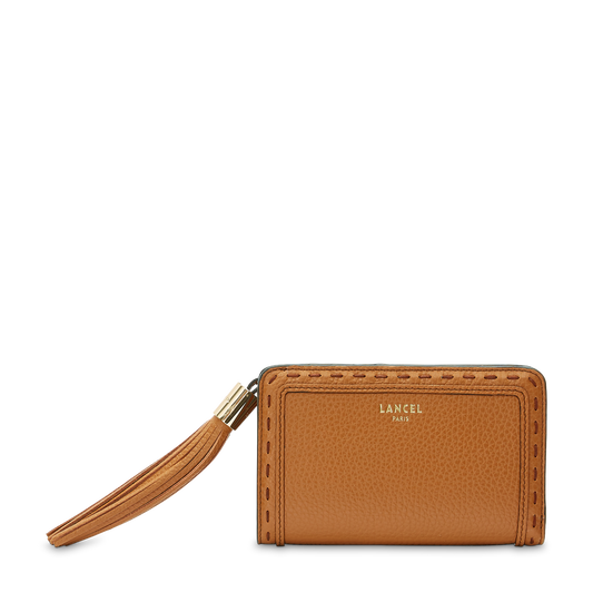 COMPACT RECTANGULAR ZIP WALLET - Camel