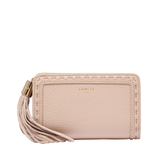 PORTEFEUILLE RECTANGULAIRE COMPACT ZIPPÉ - Capuccino/doré